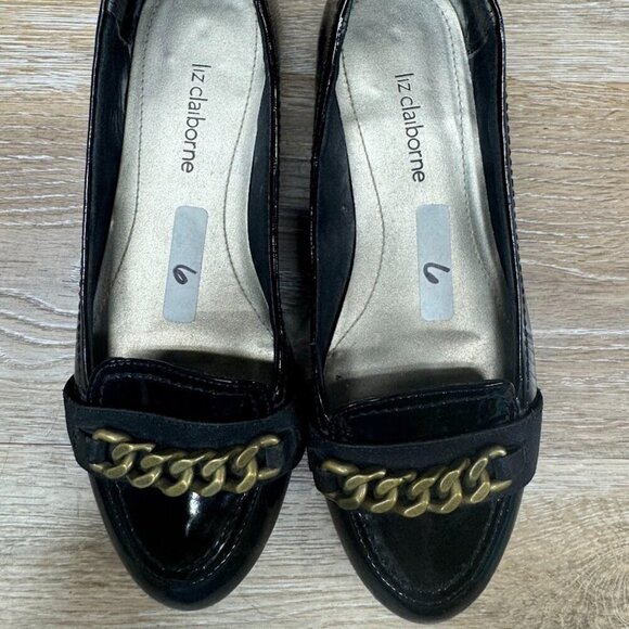 Liz Claiborne Dana Black Patent Leather Loafers Women's Size 6 - Picture 2 of 6